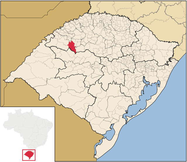 Localização de São Miguel das Missões no Rio Grande do Sul