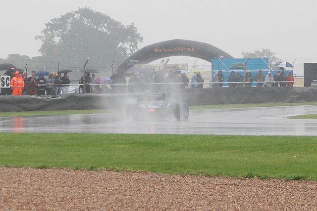 Tristan Gommendy driving in the rain during the second 2008 Donington race.