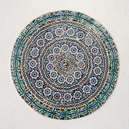 Circular glazed tiles pannel (azulejos), Portugal