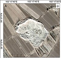 Fortifications of Sanjiaocheng (top view), built c.800 BCE, Shajing culture.[11]