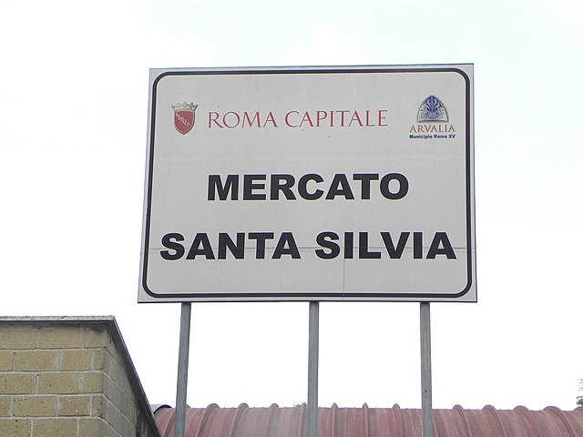 foto del cartello stradale del Mercato Santa Silvia