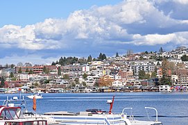 I took this one as part of a series of a seaplane taking off, but the plane is barely visible here. What's "primary"? The lake? Eastlake and/or Capitol Hill in the background?