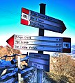 Guidepost in Orimento, at the junction with the path passing north of Pizzo della Croce. From here, the trail follows the road until the first hairpin bend.