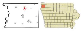 Sioux County Iowa Incorporated and Unincorporated areas Hull Highlighted.svg