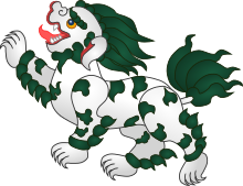 Snow Lion as depicted in the Emblem of Tibet. Snow Lion.svg