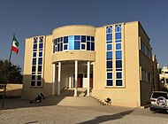 Vooraanzicht van het Huis van Afgevaardigden in Hargeisa.