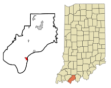 Spencer County Indiana Zonele încorporate și necorporate Rockport Highlighted.svg