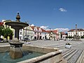 Masarykovo Square with a fountain and Marian column