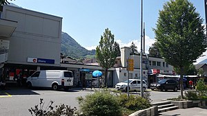 Boxy building with flat roof