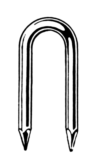 <span class="mw-page-title-main">Staple (fastener)</span> Two-pronged fastener