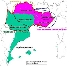 Clasificación supradialectal del occitanorromance.