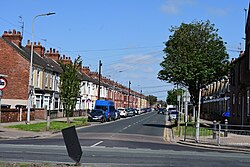 A view of Summergangs Road in Kingston upon Hull from the junction leading from Holderness Road.