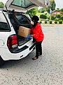 Terri Sewell distributing food relief in Alabama