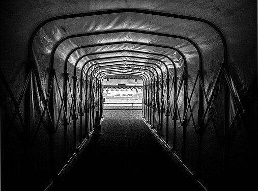 Players' tunnel in The Emirates Stadium, Arsenal, London