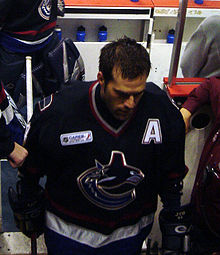 Bertuzzi spent seven-and-a-half seasons with the Canucks. Todd Bertuzzi (Canucks).jpg