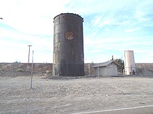 Santa Fe Water Tank on the historic Route 66 built in 1906 Topock-Railroad Water Tank.jpg