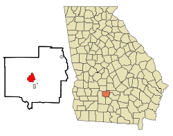 Location in Turner County and the state of Georgia