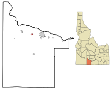 Twin Fallsin kreivikunnassa Idahossa Sisällytetyt ja rekisteröimättömät alueet Filer Highlighted.svg