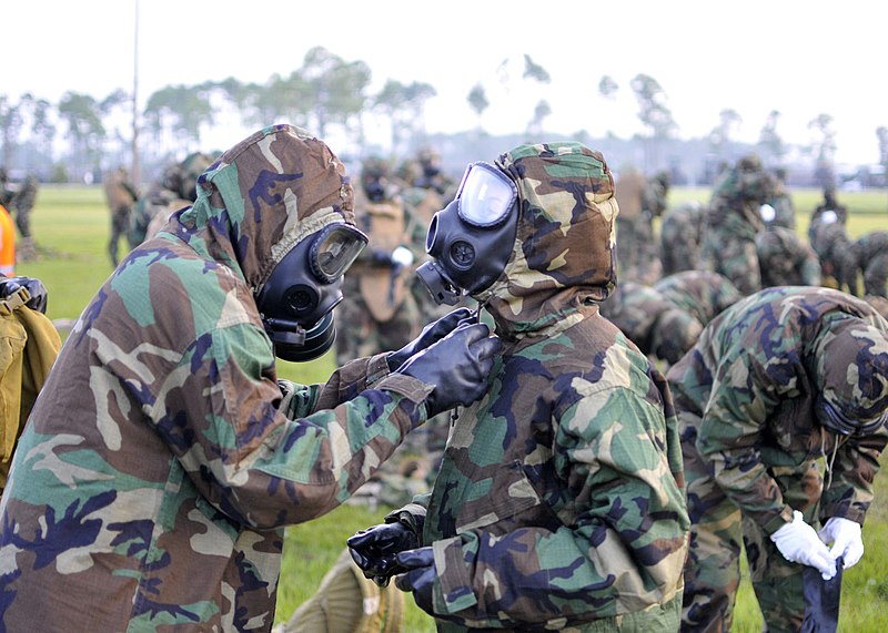 File:US Navy 100806-N-4440L-042 Seabees don their chemical, biological, radiological gear during a mission oriented protective posture (MOPP) level 4 drill.jpg