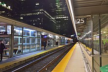 Platform 25 is primarily used by GO Transit commuter rail service Union Station's Platform 25 for GO Train.jpg
