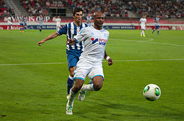 Coupe du Valais 2013 - OM-FC Porto 13-07-2013 - André Castro et André Ayew 2.jpg