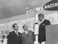 Governor George Wallace, NASA Administrator James E. Webb and scientist Wernher von Braun at the Marshall Space Flight Center