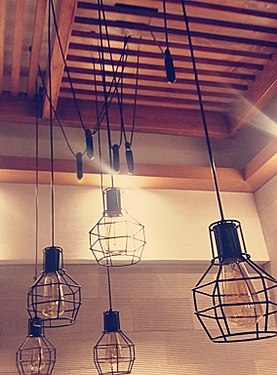 Web Hanging Lamps, Wooden Ceiling