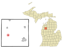 Wexford County Michigan Incorporated und Unincorporated Bereiche Harrietta Highlighted.svg