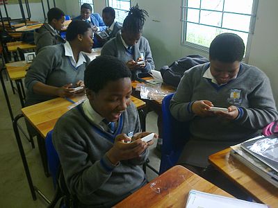 Wikireaders in Sinenjongo High School, Milnerton, Cape Town, South Africa