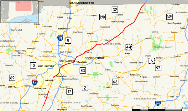 Map Of Route 9 In Ct Wilbur Cross Highway - Wikiwand