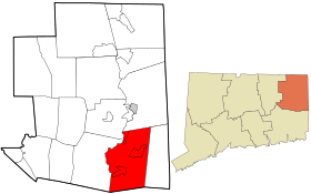 Windham County Connecticut incorporated and unincorporated areas Plainfield highlighted.svg