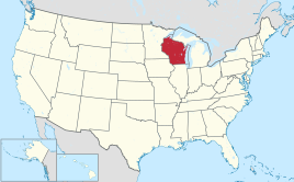 Mappa USA, Wisconsin evidenziata