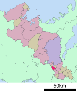 Yawata okulunun Kyoto Prefecture'daki konumu