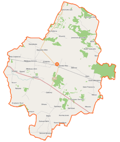 Mapa konturowa gminy Zawidz, w centrum znajduje się punkt z opisem „Zawidz Kościelny”