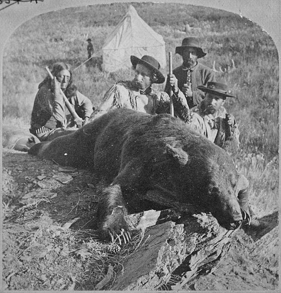 File:"Our First Grizzly, killed by Gen. Custer and Col. Ludlow." By Illingworth, 1874, during Black Hills expedition - NARA - 519426.jpg