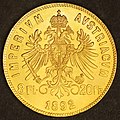 Austro-Ungaria 1892 20 franci (= 8 guldeni/florini austro-ungari)