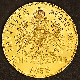 Rakousko - zlatá mince, 8 florenů (guldenů), 1892.JPG
