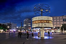 The Weltzeituhr (World Clock) at Alexanderplatz in Berlin 001 Weltzeituhr Alexanderplatz - World Time Clock at Alexanderplatz, Berlin, Germany.jpg