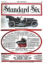 1909 Standard Six color advertisement in The Automobile