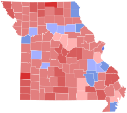 1992 United States Senate election in Missouri results map by county.svg