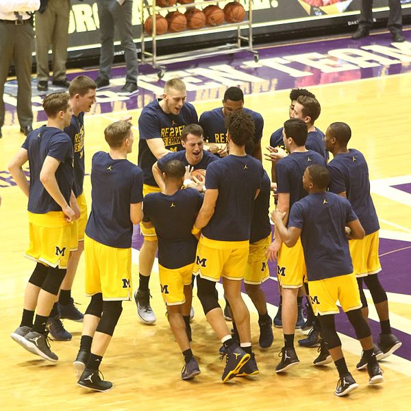 2016–17 Michigan Wolverines enjoy pregame comradery at Welsh-Ryan Arena