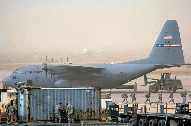 C-130 Hercules from Dyess AFB being loaded at Sather AB