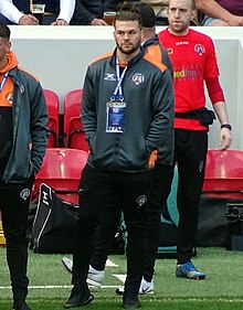 Foster pre-game for the Castleford Tigers in 2019 Alex Foster Castleford.jpg