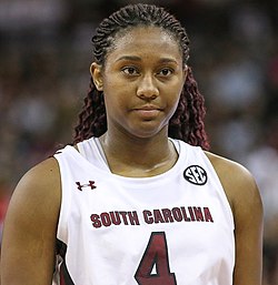 2019 Reef tournament MVP, South Carolina's Aliyah Boston Aliyah Boston (cropped).jpg