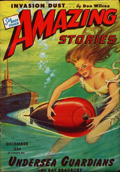 Bradbury's "Undersea Guardians" was the cover story for the December 1944 issue of Amazing Stories.