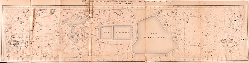 Kart som viser forbedringer av parken i 1858