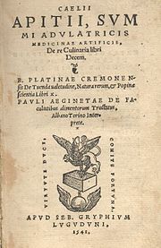 Apicius, De re culinaria (Lyon: Sebastianus Gryphium, 1541) Apicius 1541.jpg