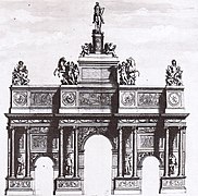 Projet inabouti d'arc de triomphe sur la place du Trône par Charles Le Brun.