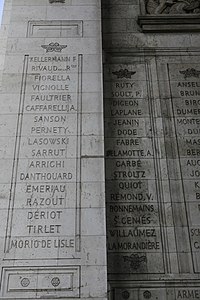 21a colonna dell'Arco di Trionfo de l'Etoile.