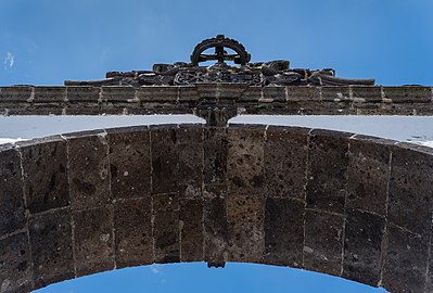 Arch detail of Portas da Cidade, Ponta Delgada, São Miguel Island, Azores, Portugal